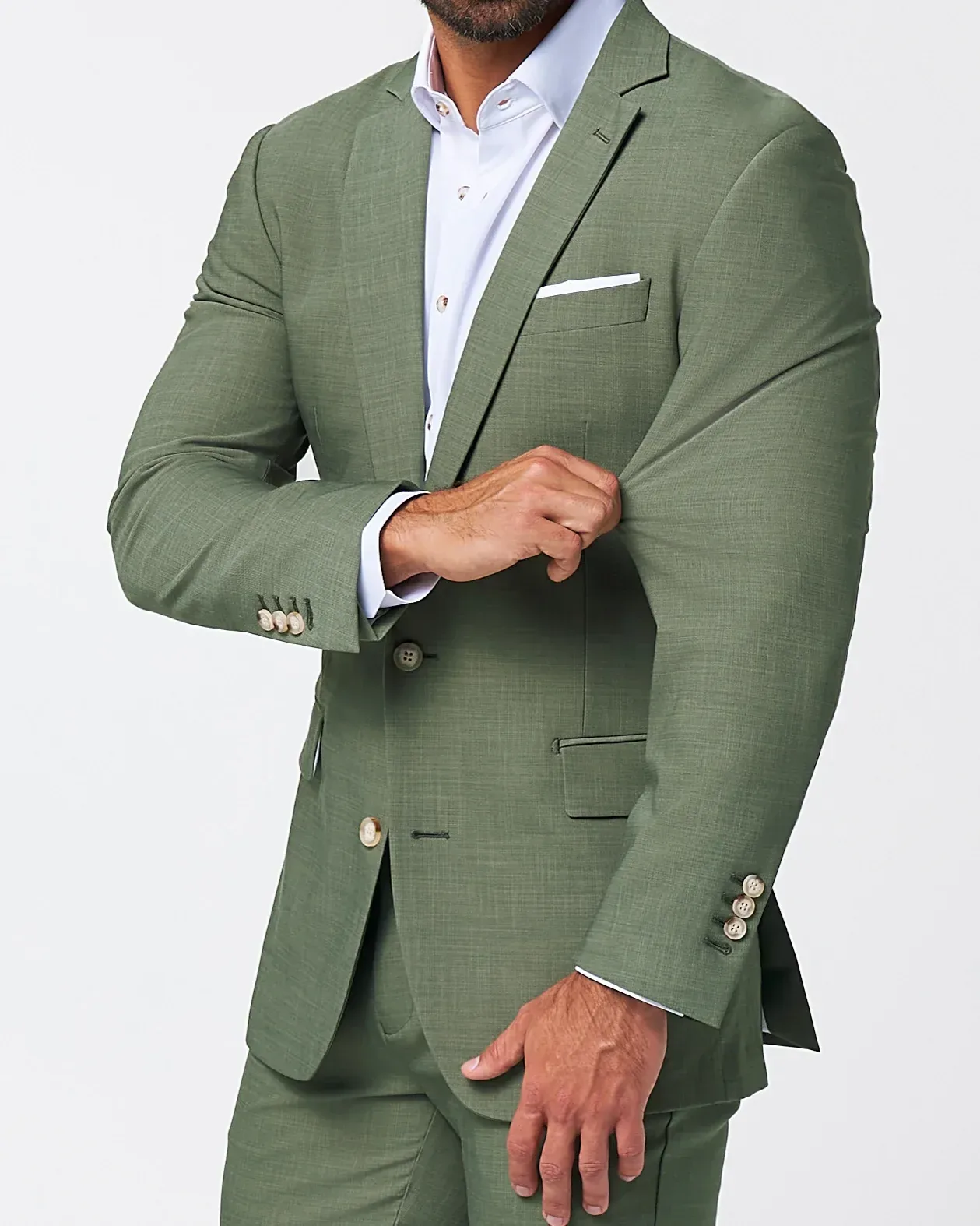 Athletic Fit Stretch Suit – Heathered Forest Green