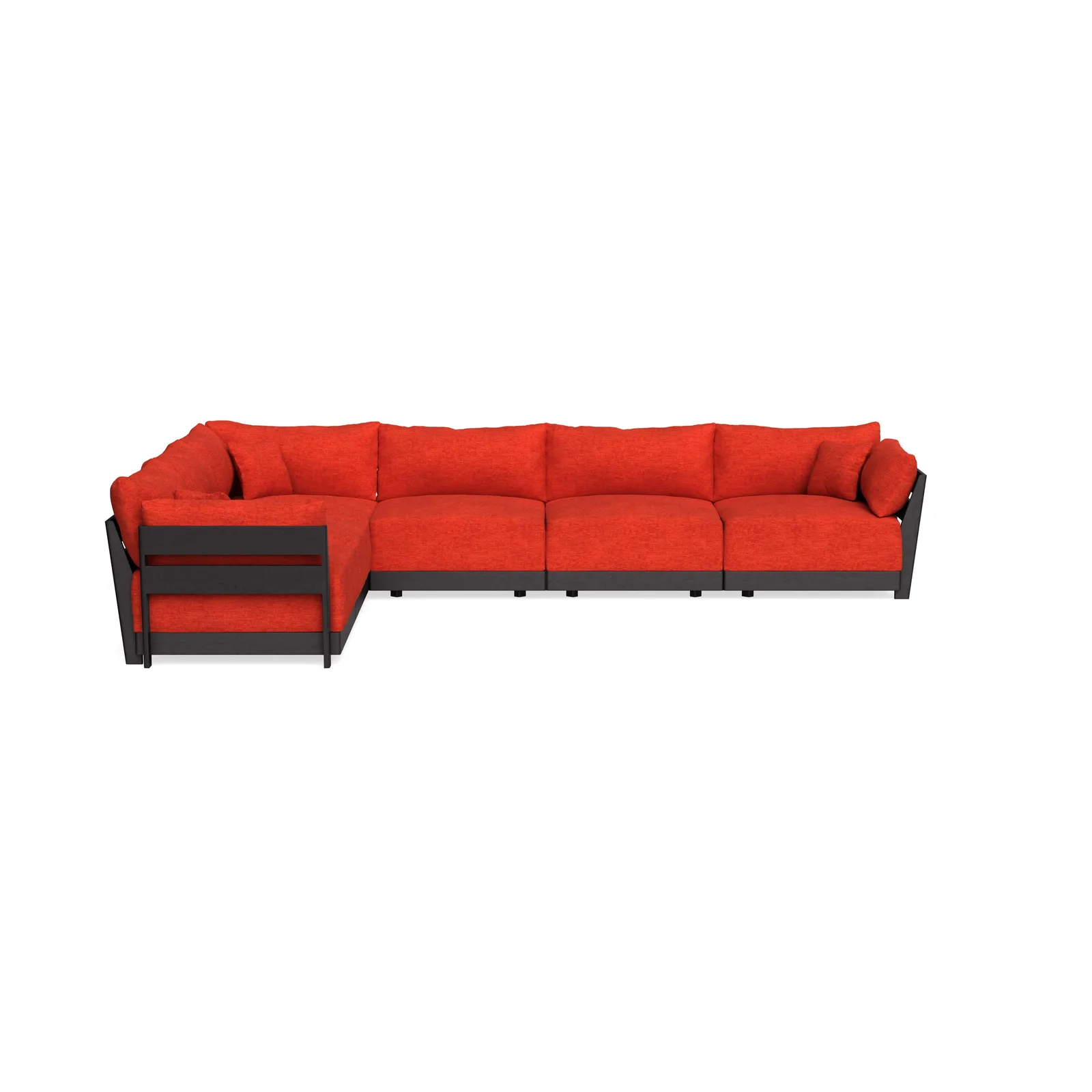 Modular Bondi Black 6-Seater Corner Sectional in Poppy Orange – Classic Blend