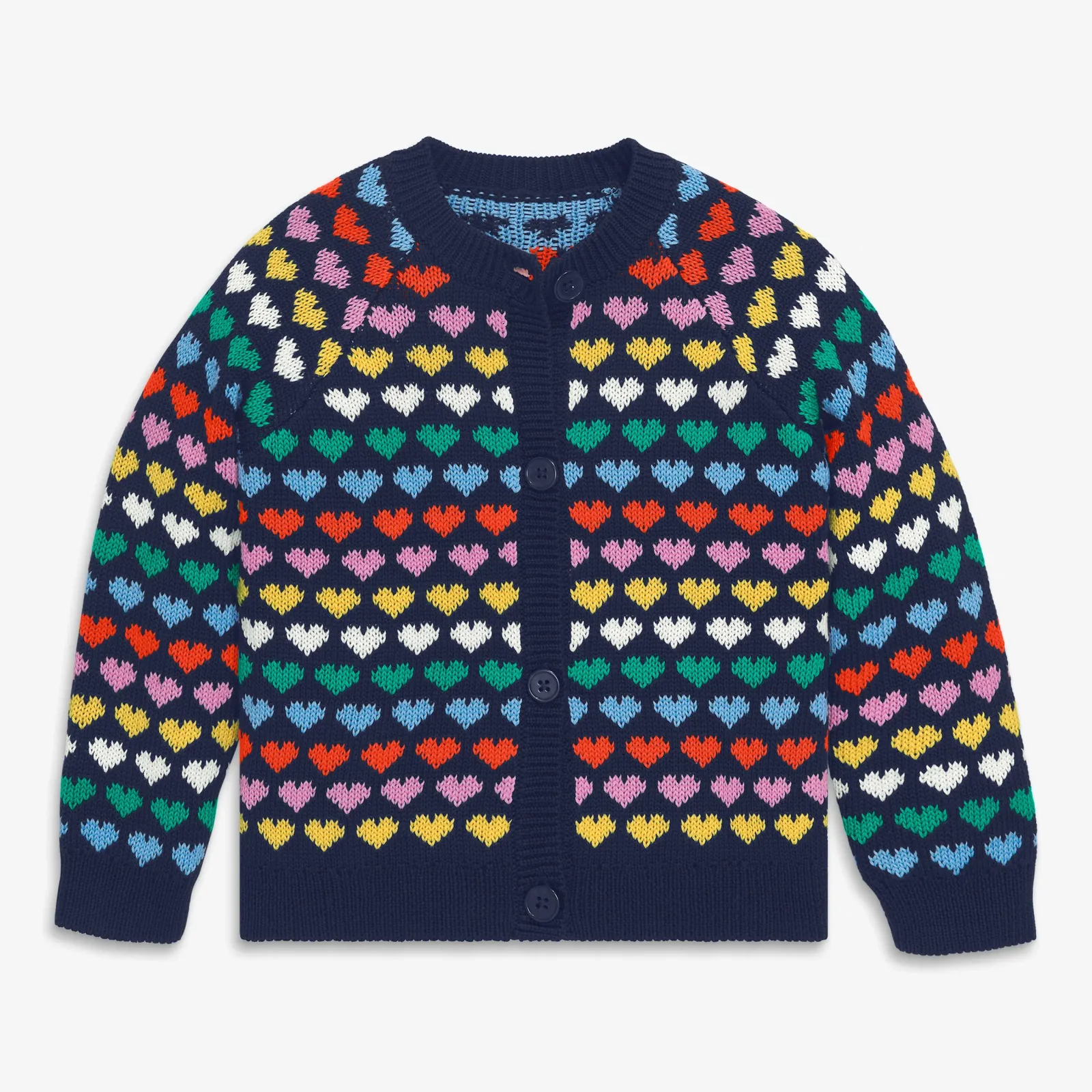 Kids cardigan in rainbow hearts