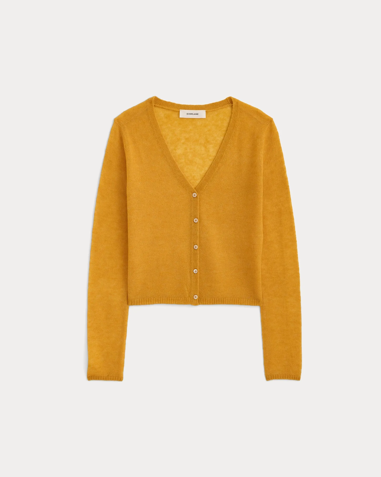 Air Alpaca Wide V Cropped Cardigan – Golden Yellow