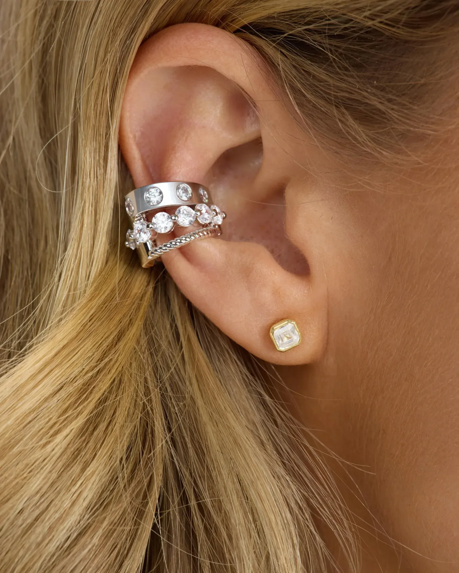 Ashley Venice Ear Cuff – Silver|White Diamondettes