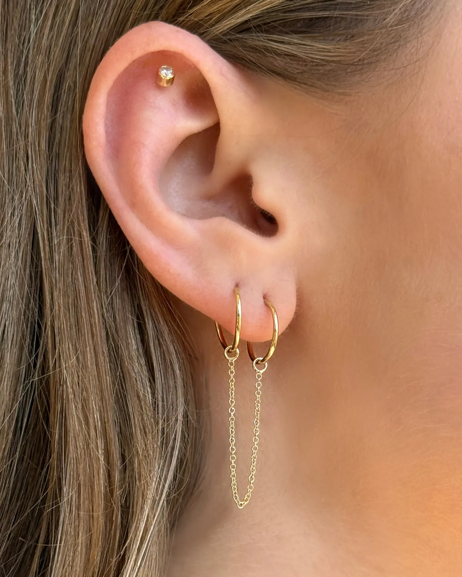 14k Gold Ear Chain