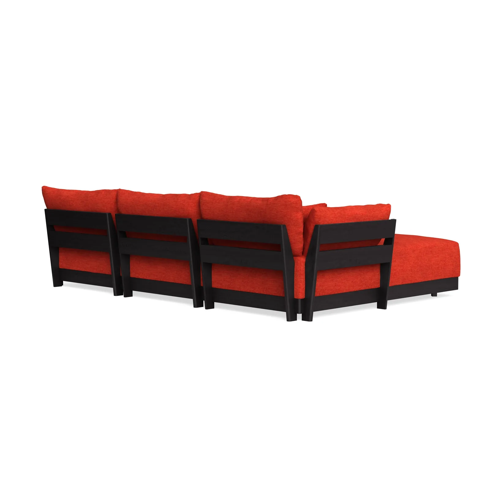 Modular Bondi Black 3-Seater Daybed Sofa Sectional in Poppy Orange – Classic Blend