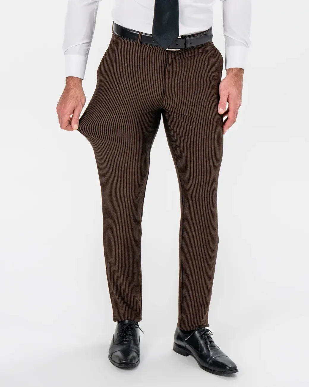 Athletic Fit Stretch Pants – Brown & Black Seersucker