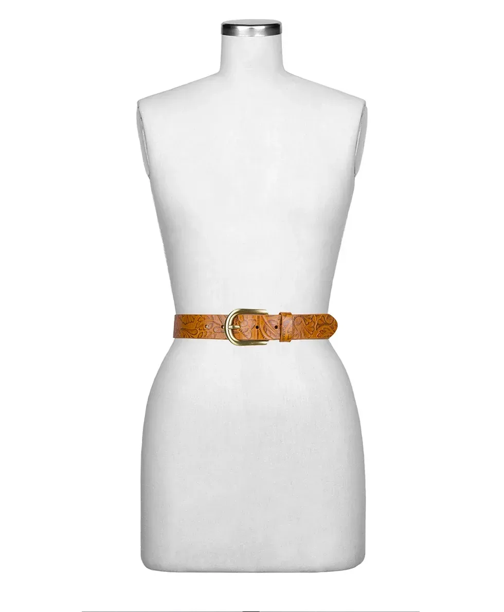 Vietri Belt – Brazilian Supple Tooled – Light Tan