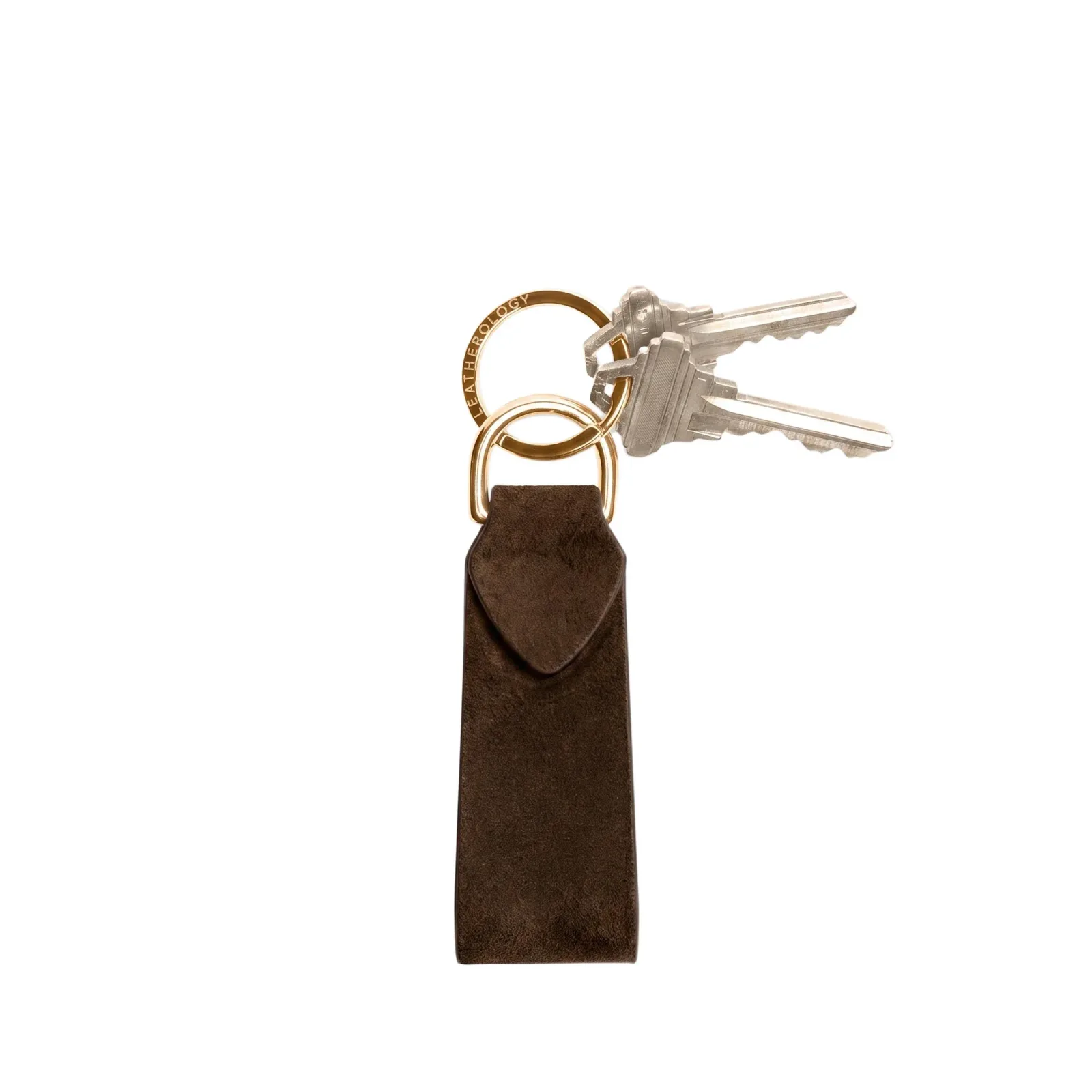 Tab Keychain Tobacco Suede