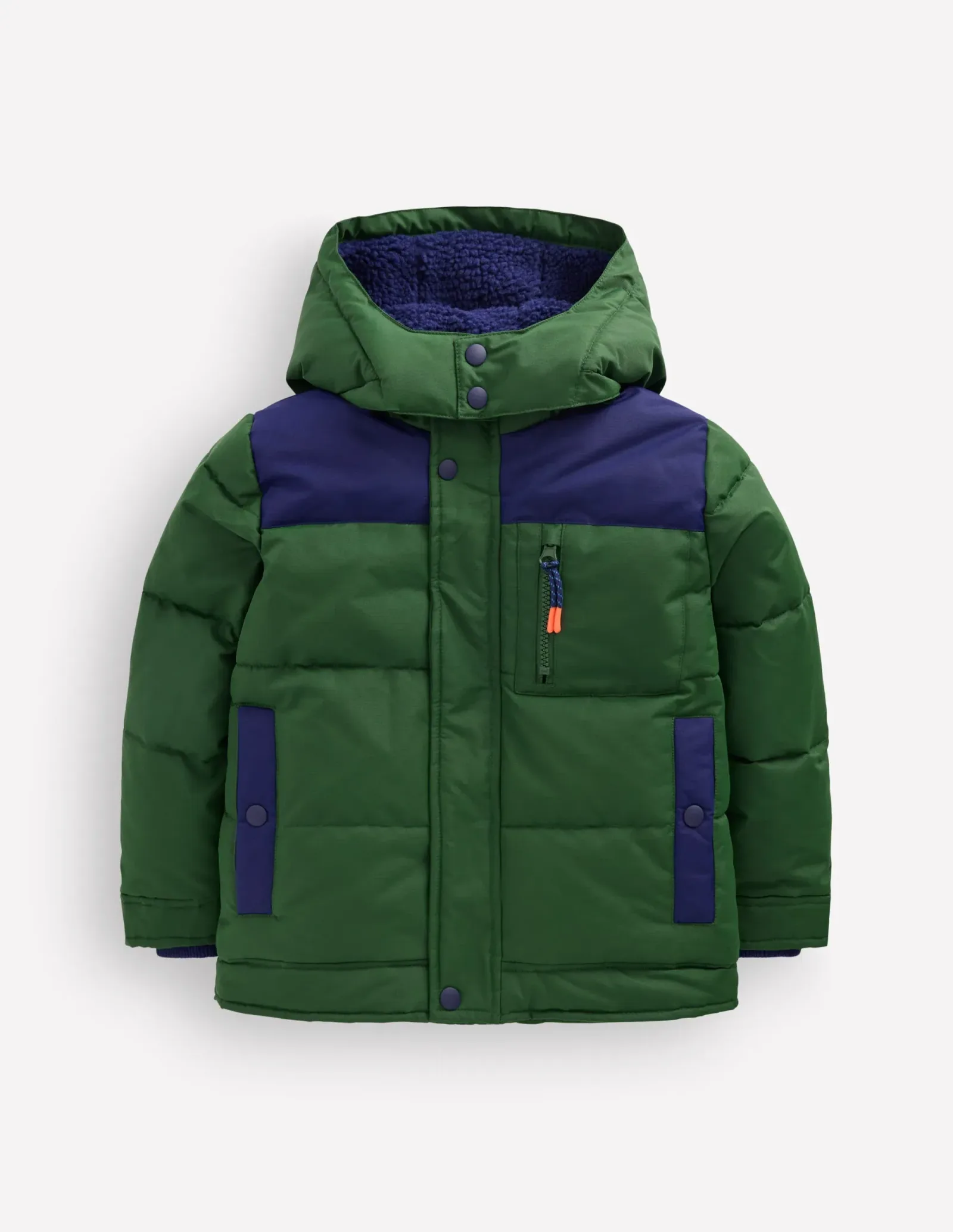 Borg Lined Puffer Coat-Brunswick Green
