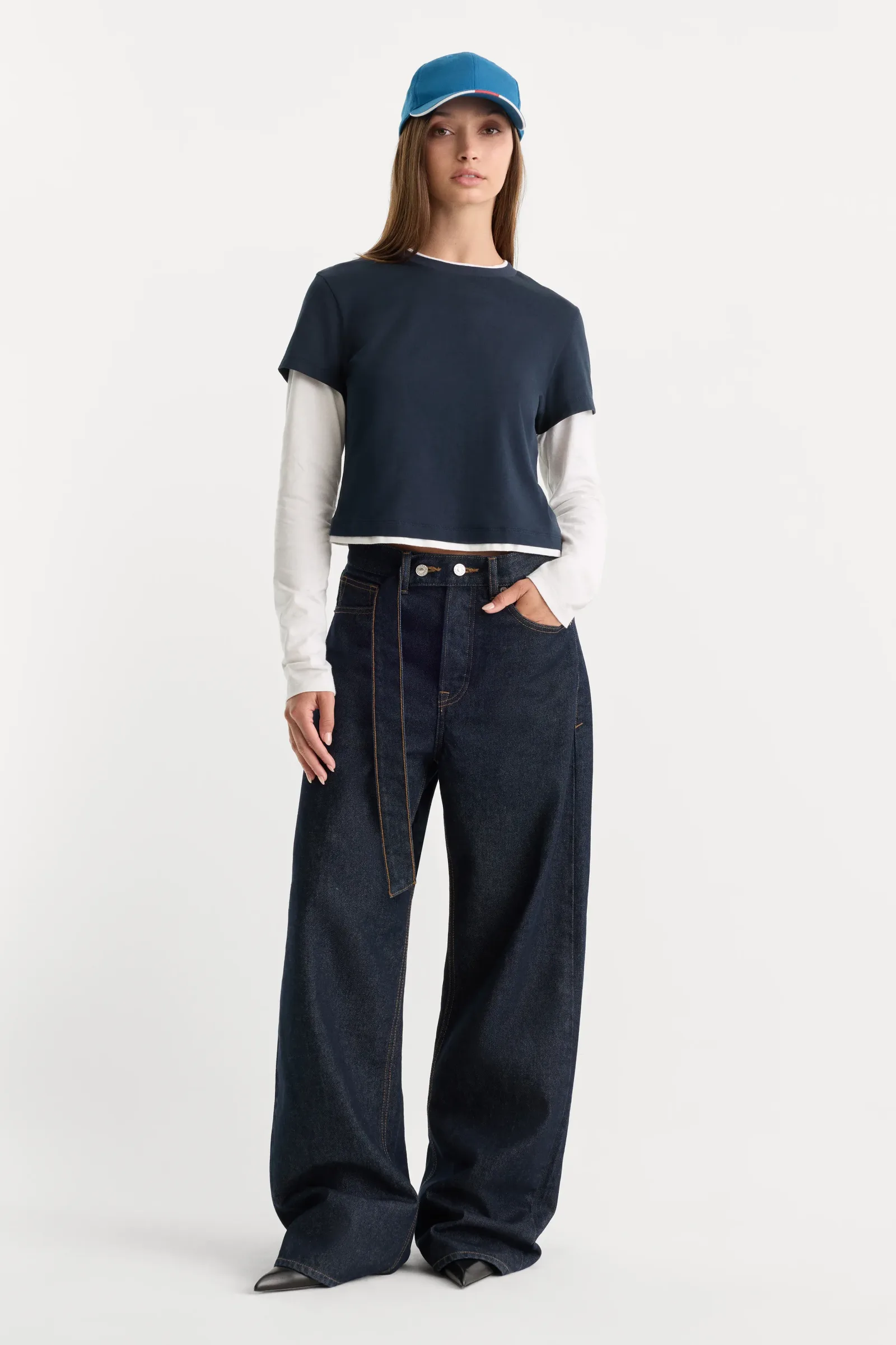 The Combo Layered Tee – Navy with Chalk