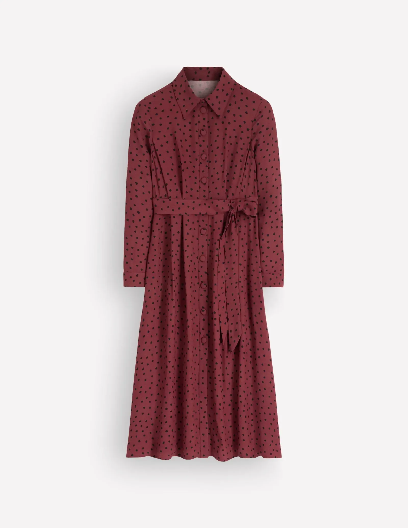 Kate Pleated Shirt Dress-Rust, Scatter Paint Spot