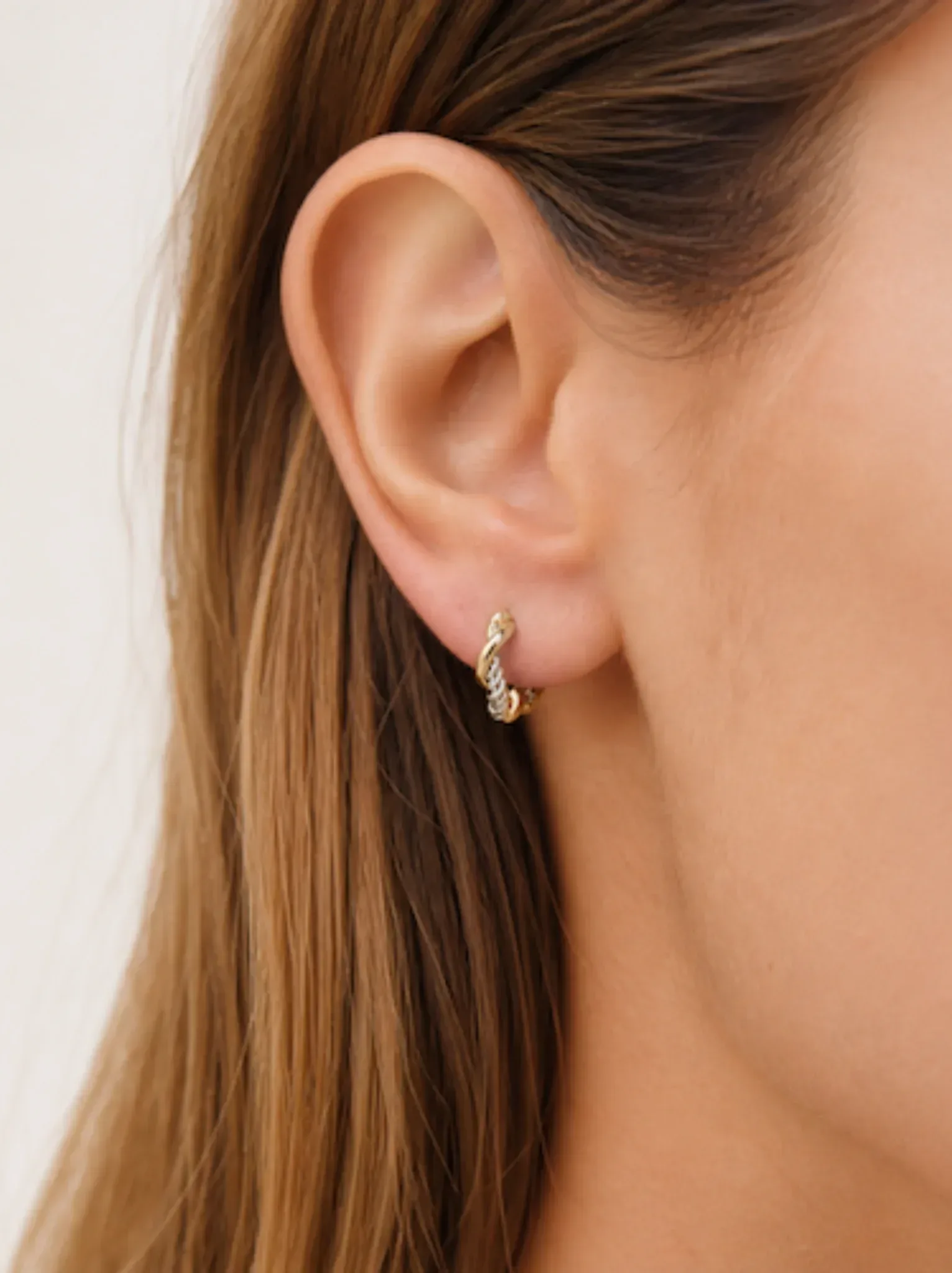 Faye Two-Tone Braided Mini Hoops