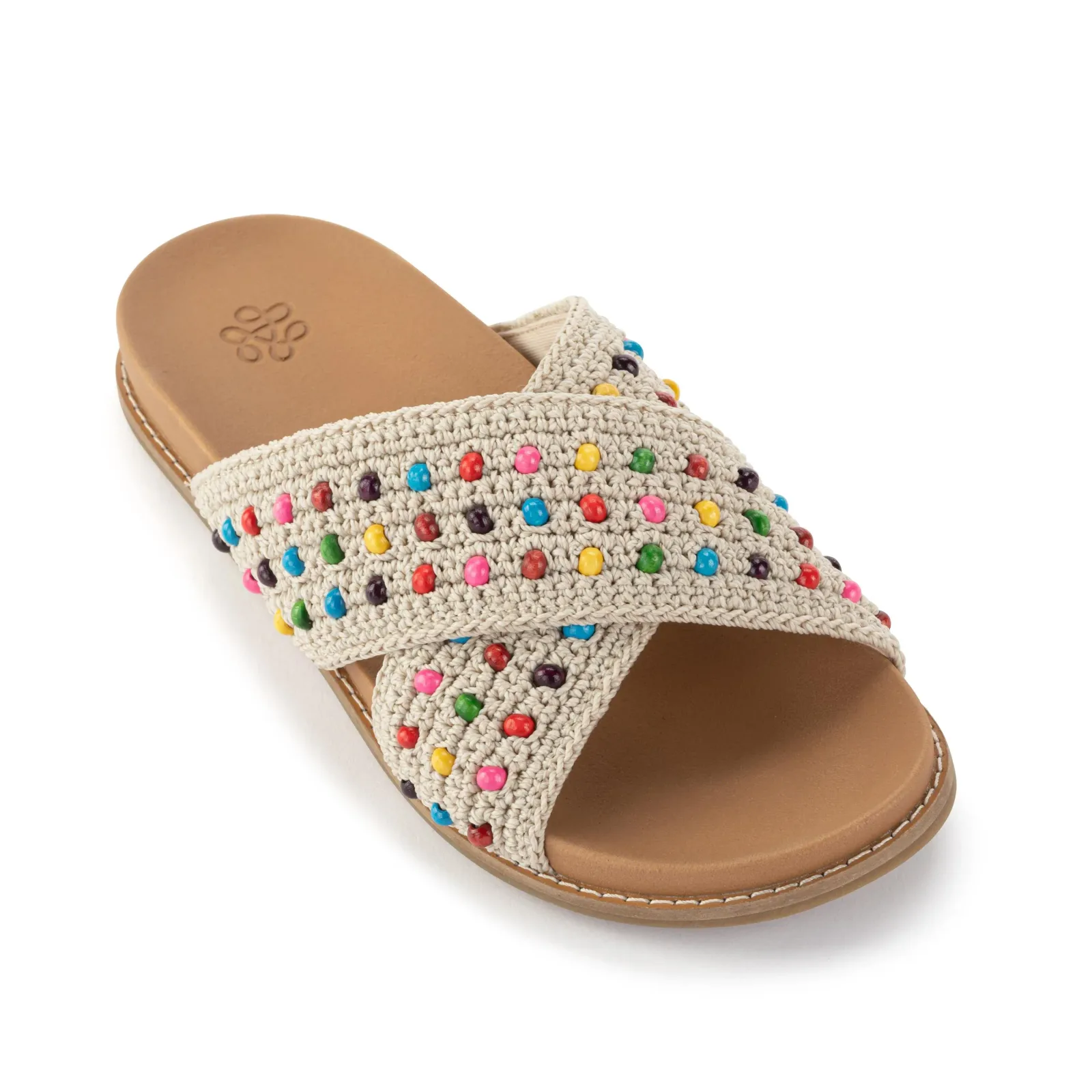 Penelope Sandal – Hand Crochet – Ecru Multi Beads