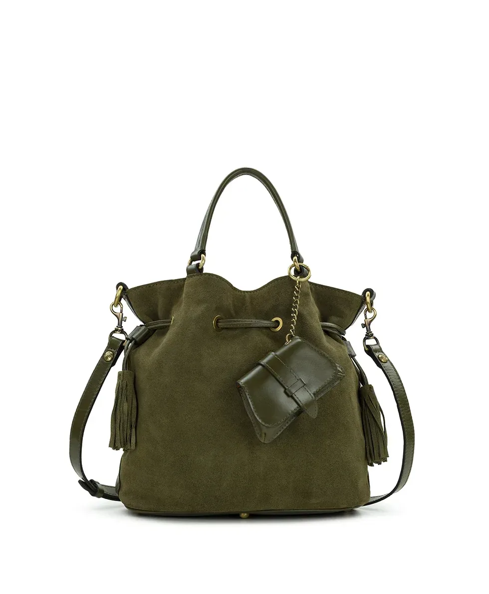 Anya Satchel With Hang Off – Suede Leather – Olive