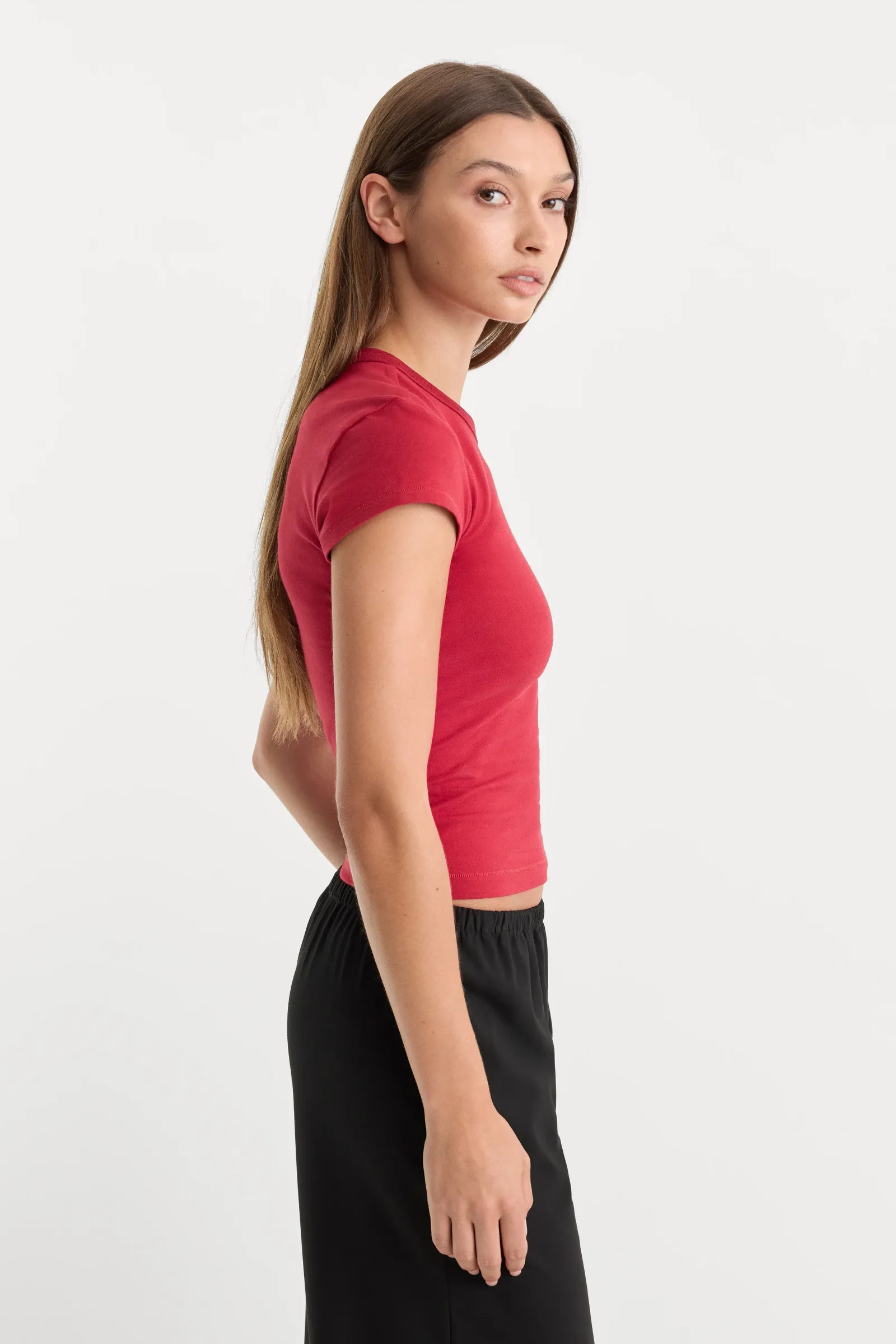 The Cap Sleeve Tee – Carmine