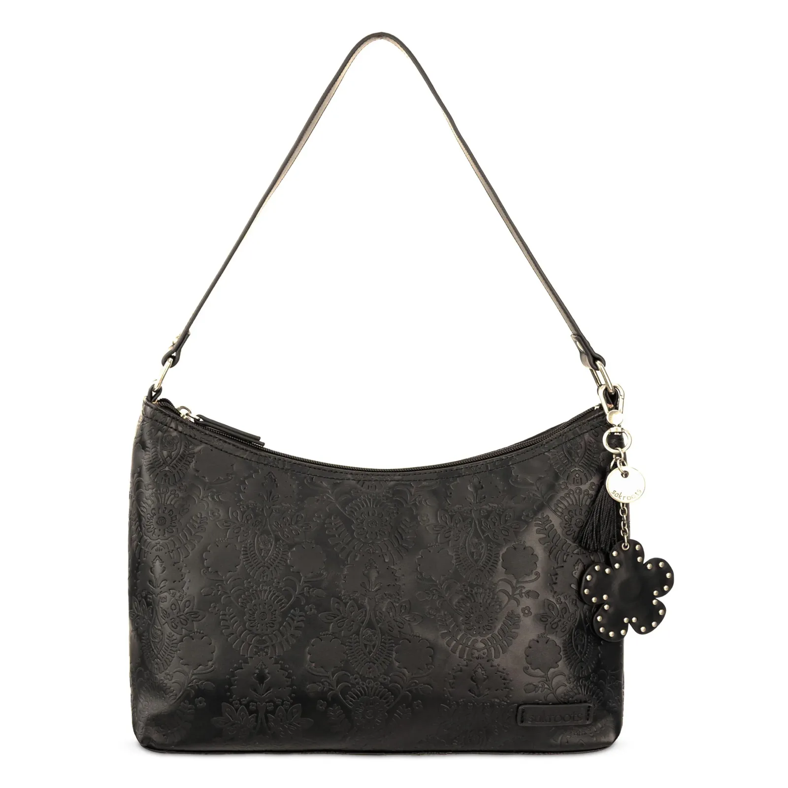 Banyan Hobo – Vegan Leather – Black Floral Embossed