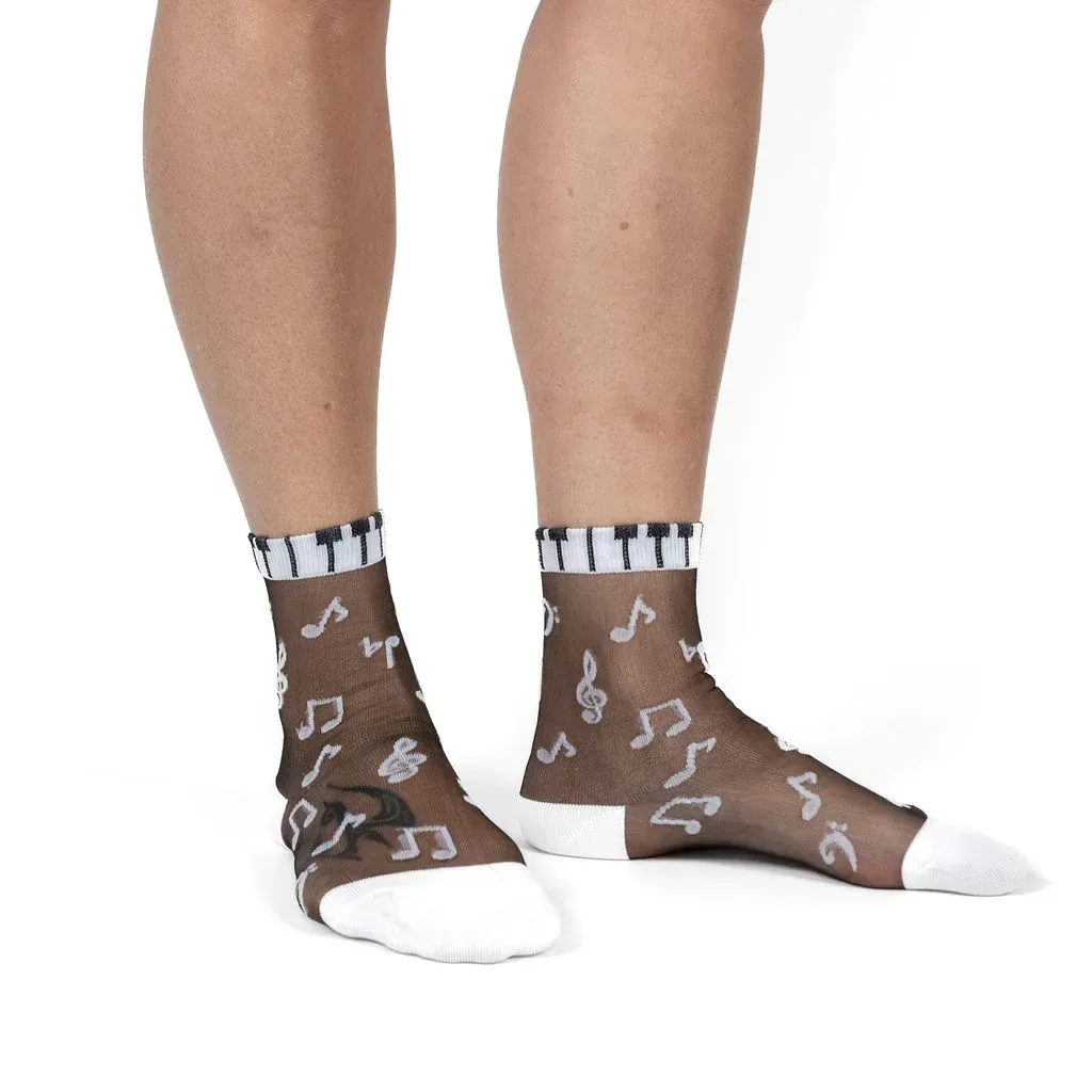 Music Is My Forte Sheer Crew Socks