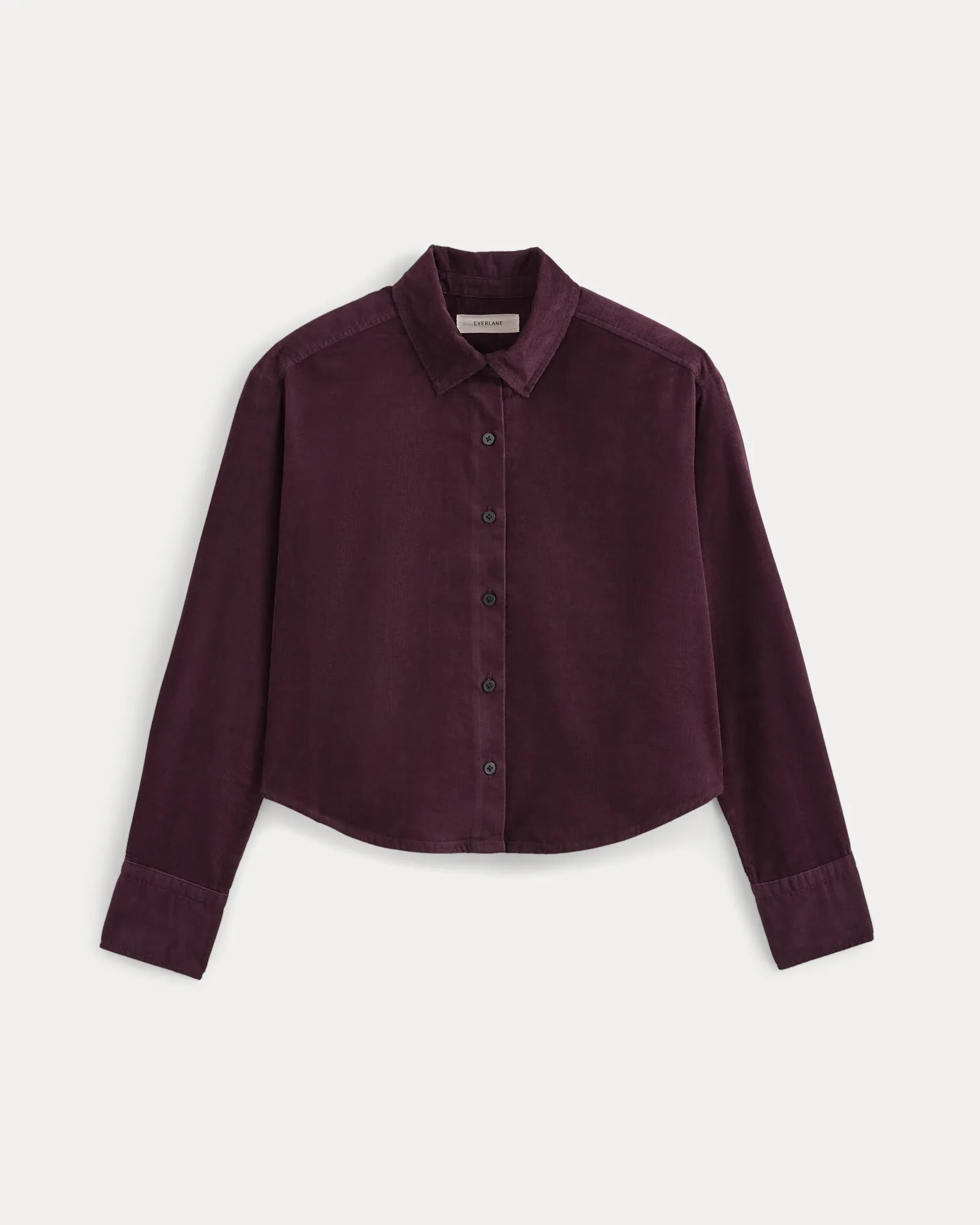Cropped Shirt in Pinwale Corduroy – Deep Plum