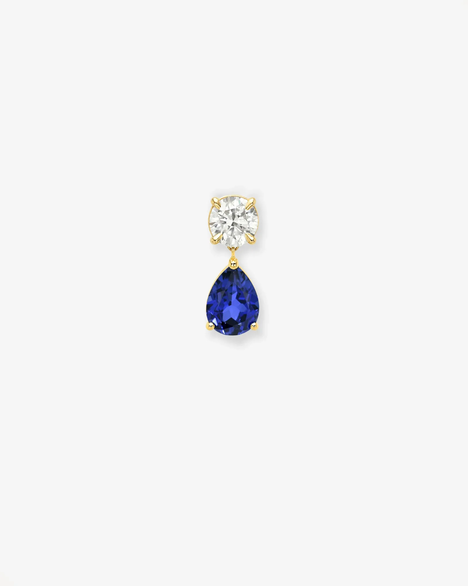 Lab Diamond and Blue Sapphire Pear Drop Stud