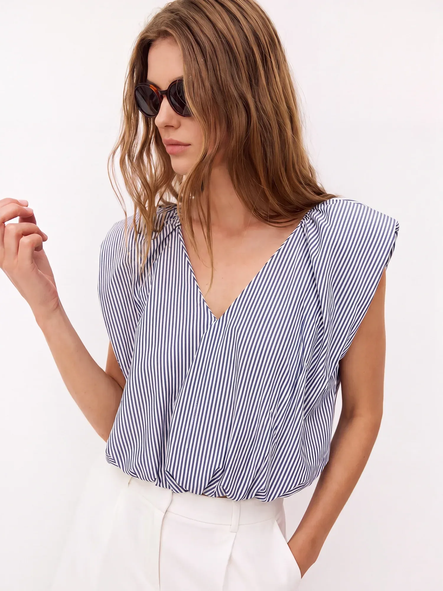 Stripe Flowy Cloud Top