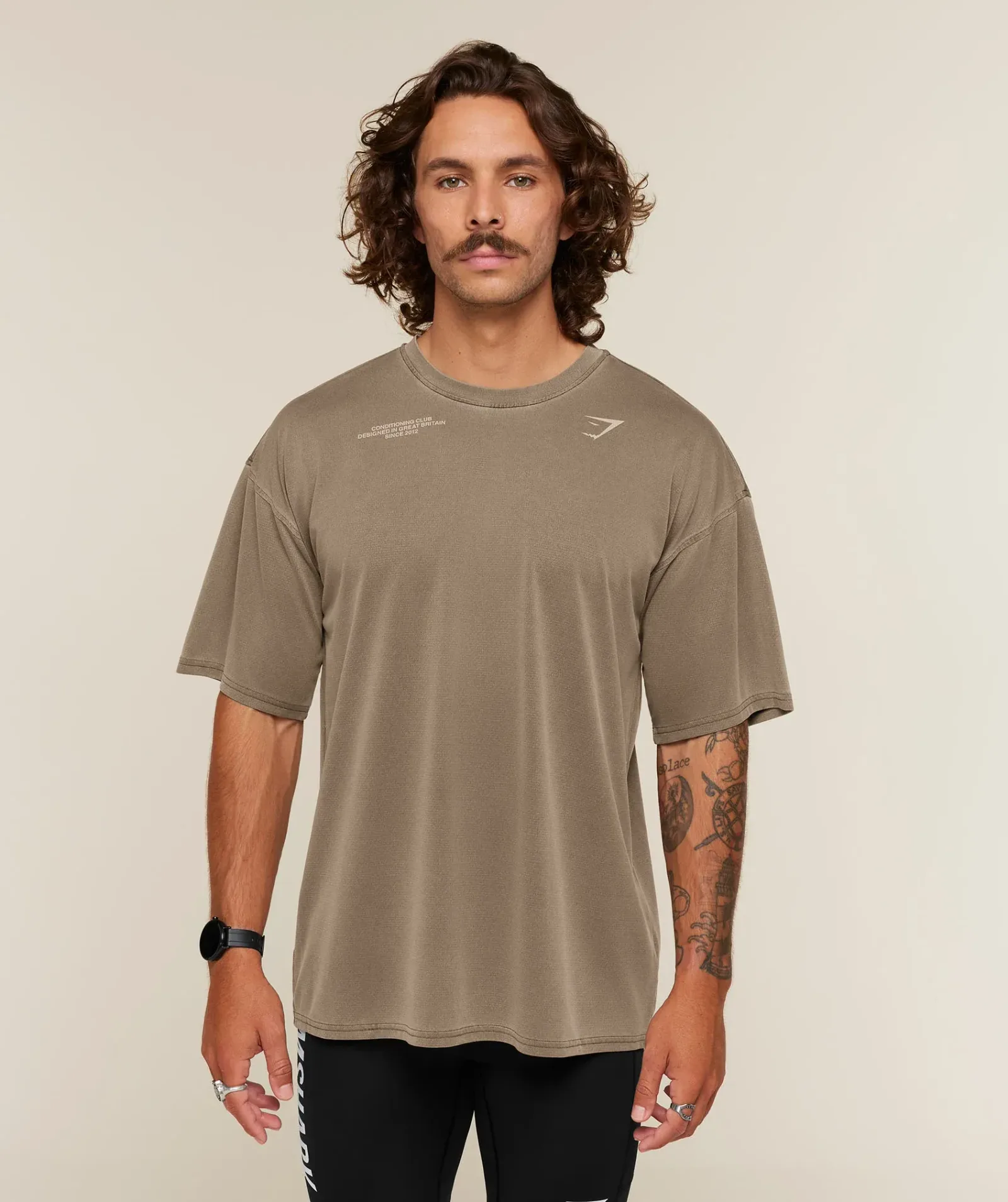 Gymshark Conditioning Club Washed T-Shirt – Trail Brown/Vanilla Beige/Wash