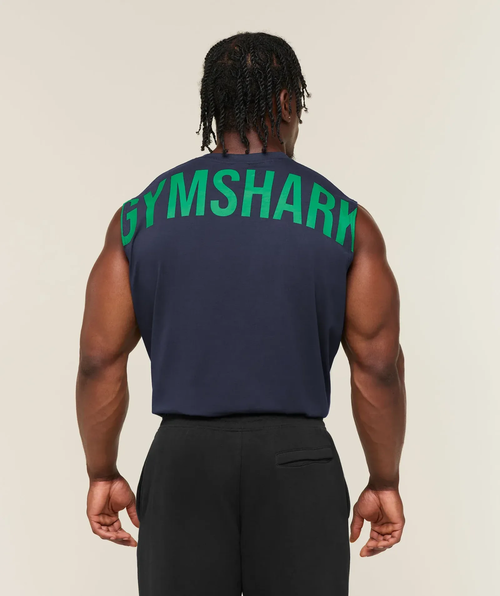 Gymshark Power Cut Off Tank – Heavy Blue/Track Green