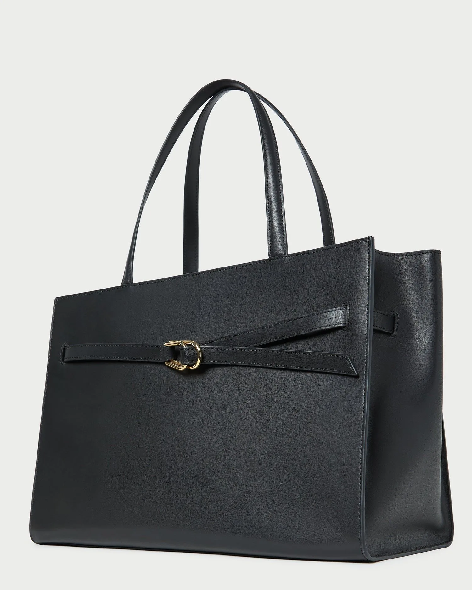 Aidan Black Leather Work Tote