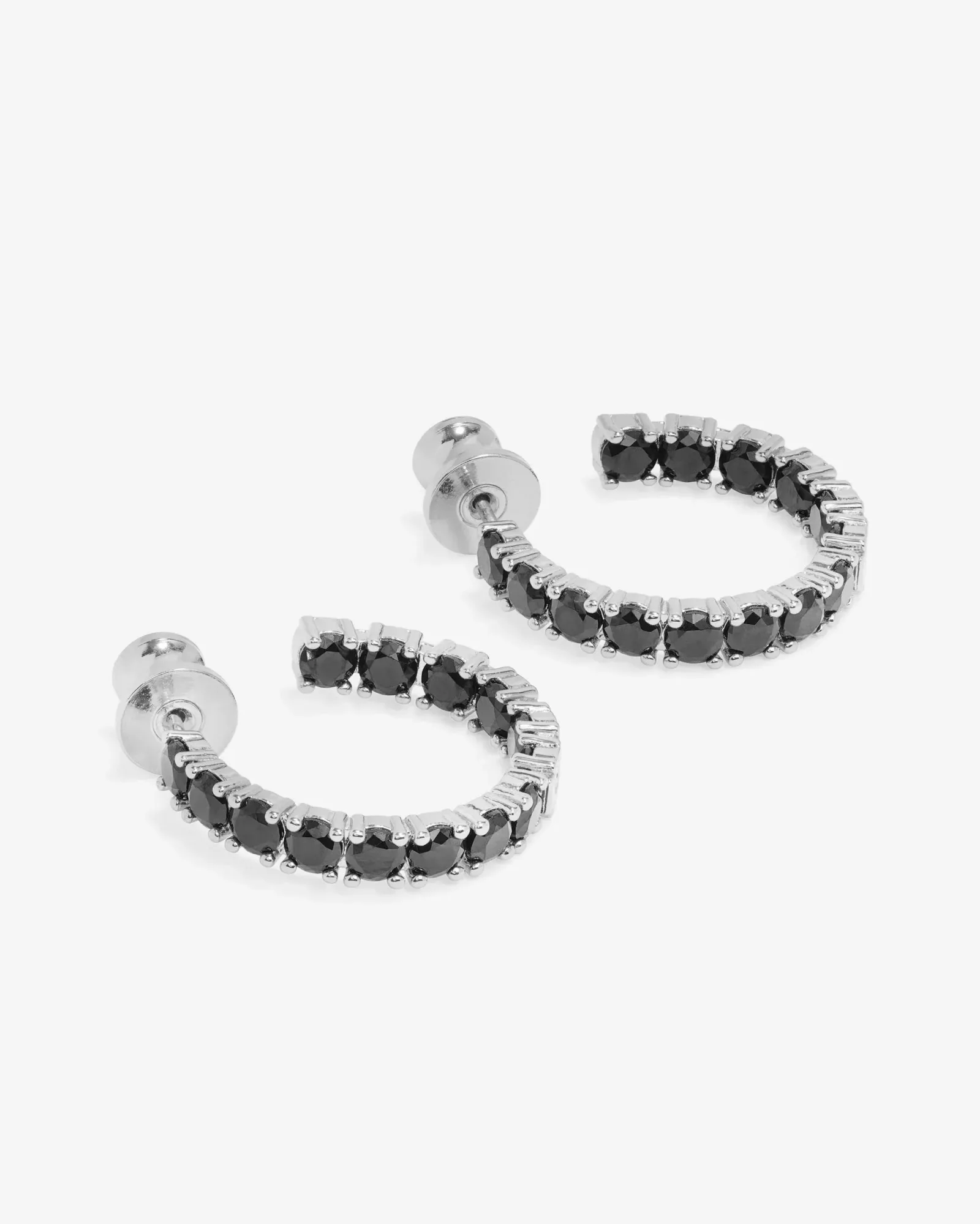 Heiress Hoops .75" – Silver|Black Diamondettes
