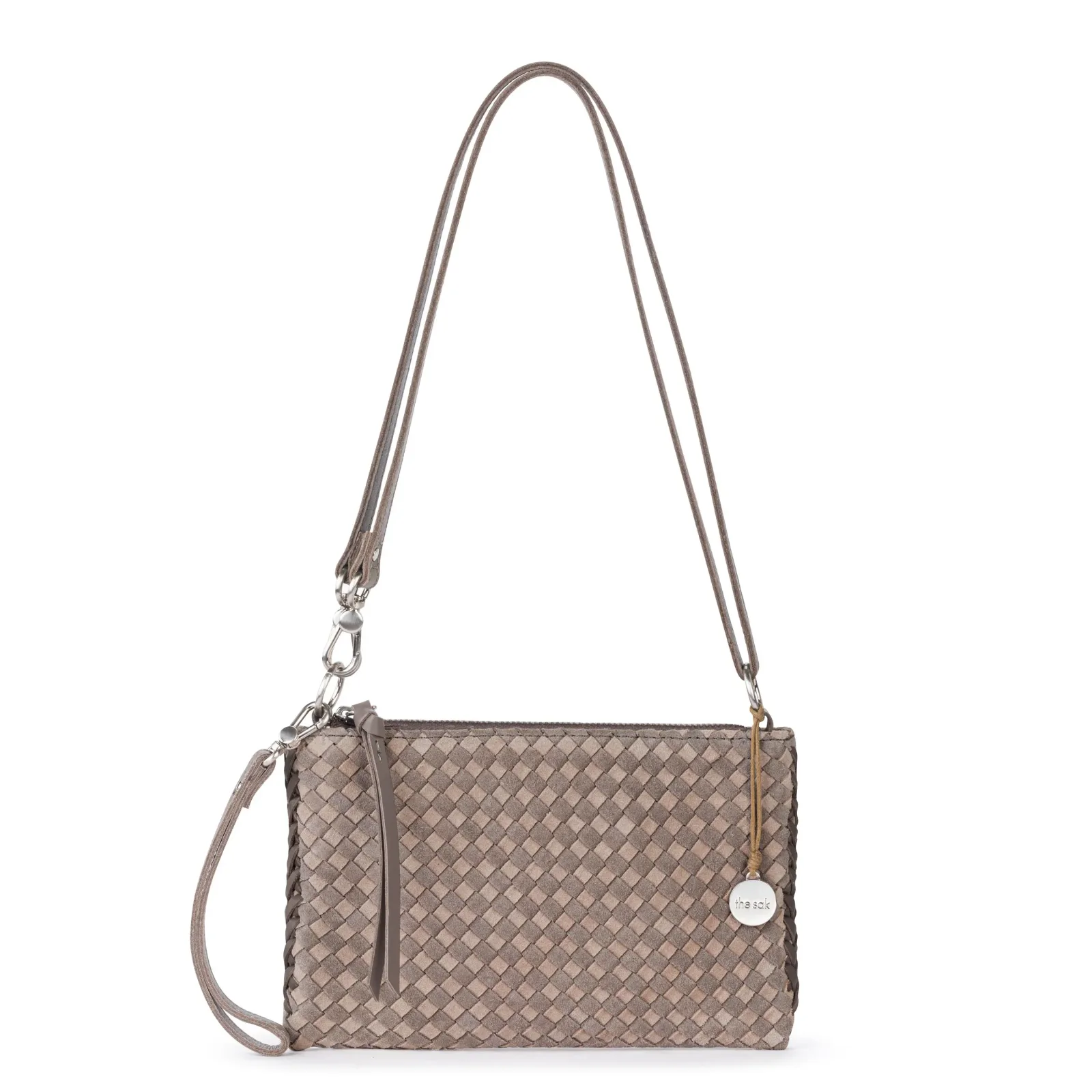 Vita Convertible Wristlet – Leather – Mushroom Sand Suede Woven