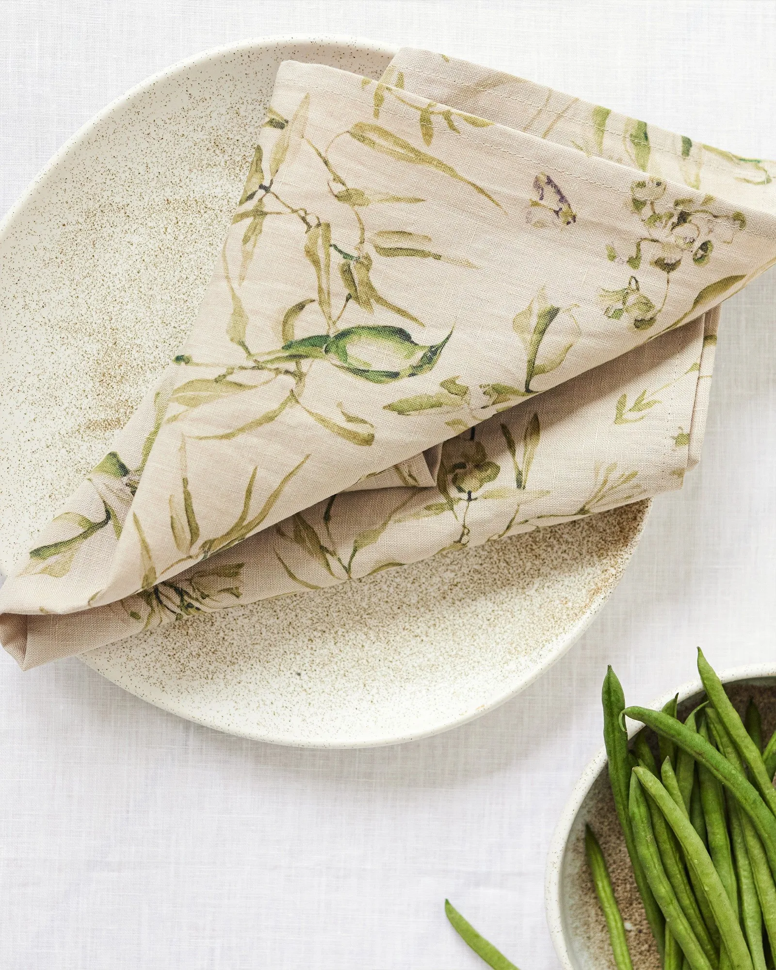 California greens print linen napkin set of 2