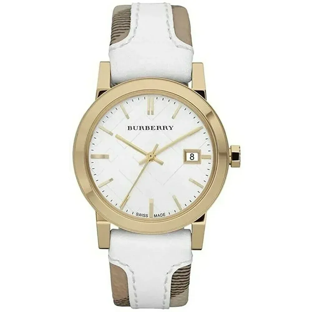 Burberry BU9110 Leather White Large Check Women's Watch
