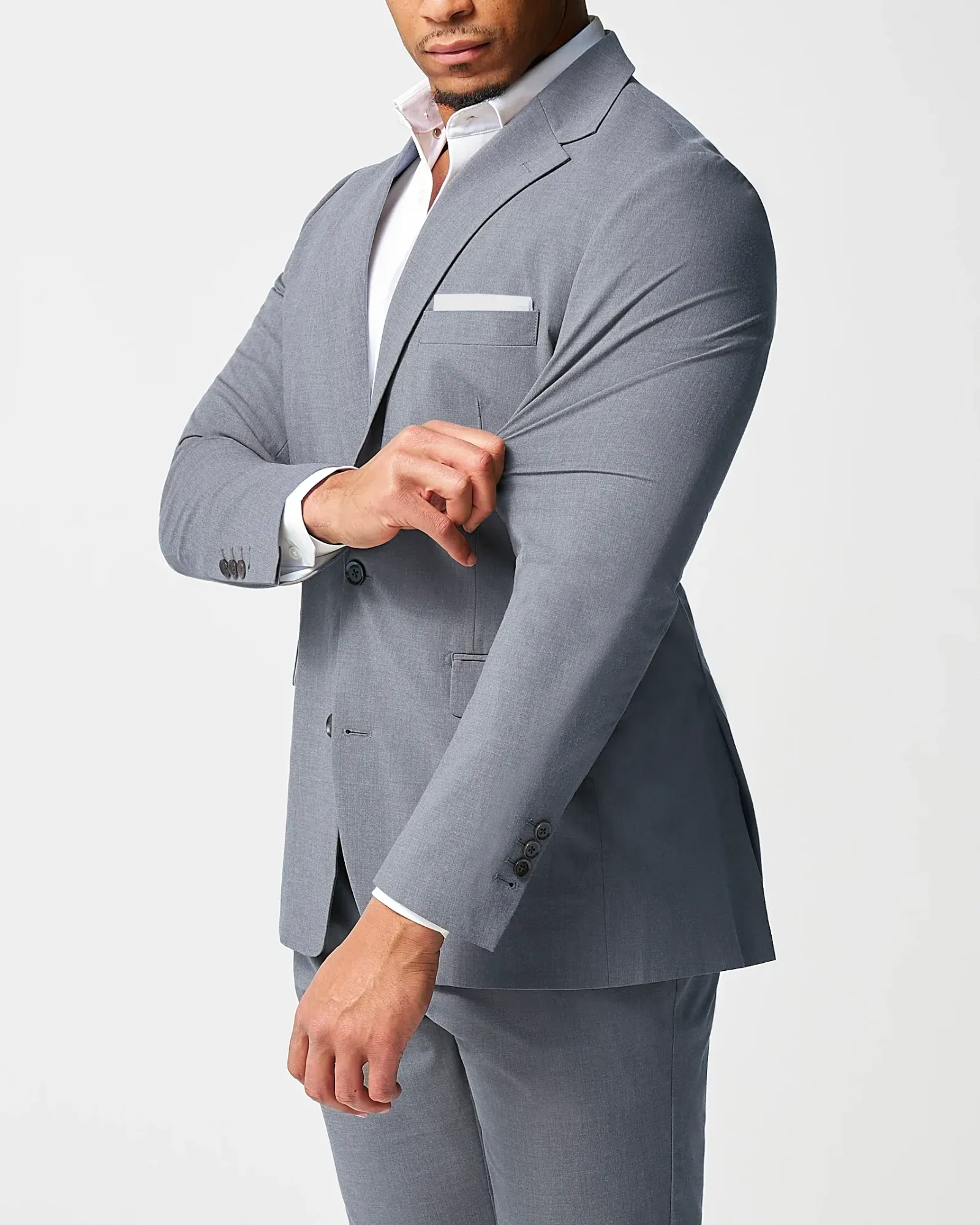 Athletic Fit Stretch Suit – Lightweight Heathered Smoked Grey