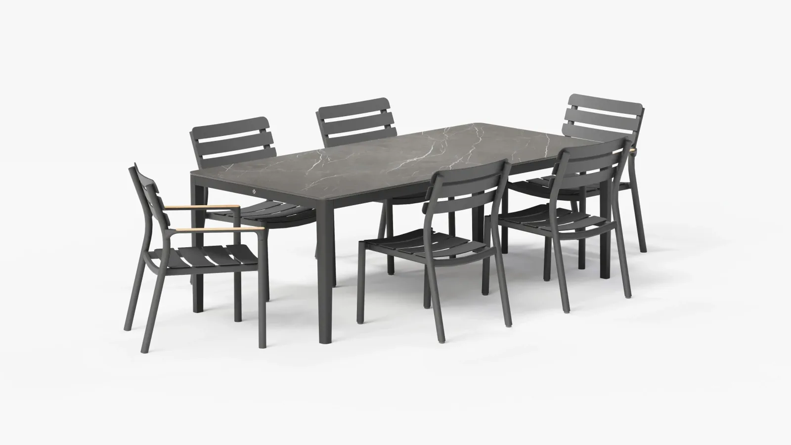 OuterStone Outdoor Dining Table + 2 595 Armchairs + 4 595 Armless Chairs