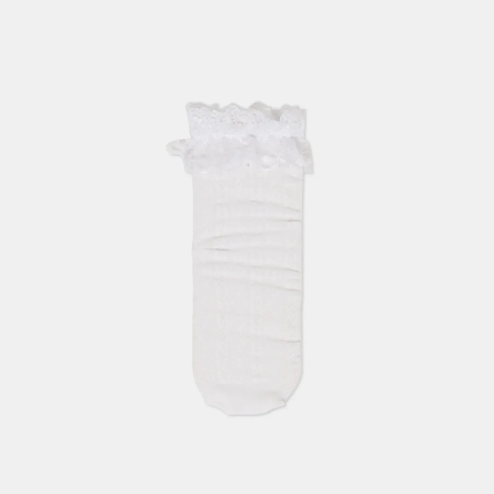 Lace Ruffle Crew Socks White