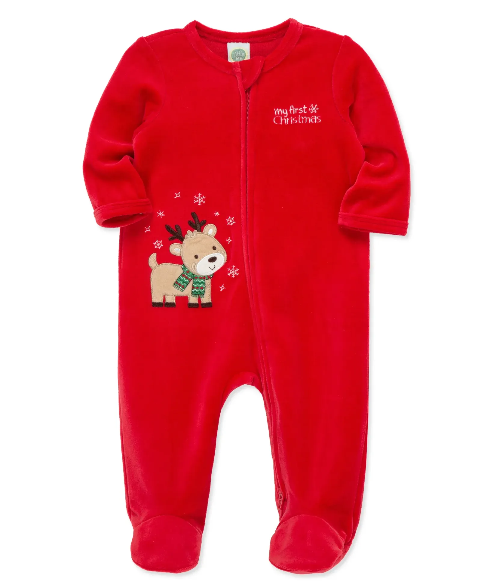 Reindeer Velour Footie (3M-9M)