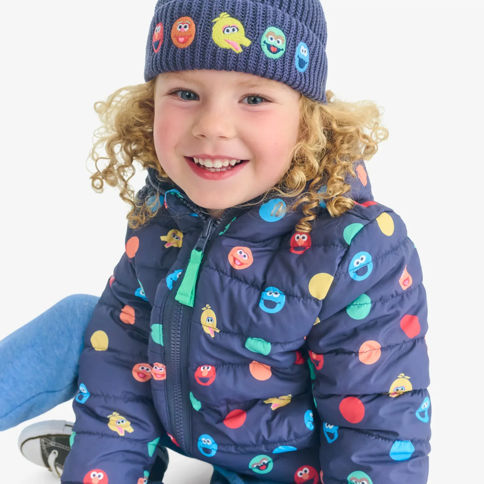 Kids Sesame Street reversible fleece puffer jacket