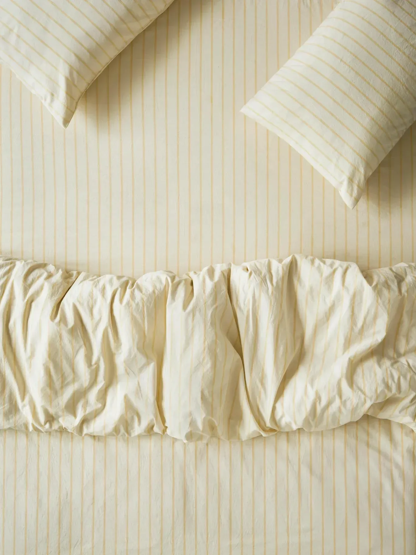 Butter Yellow Slumber Stripe Cotton Fitted Sheet