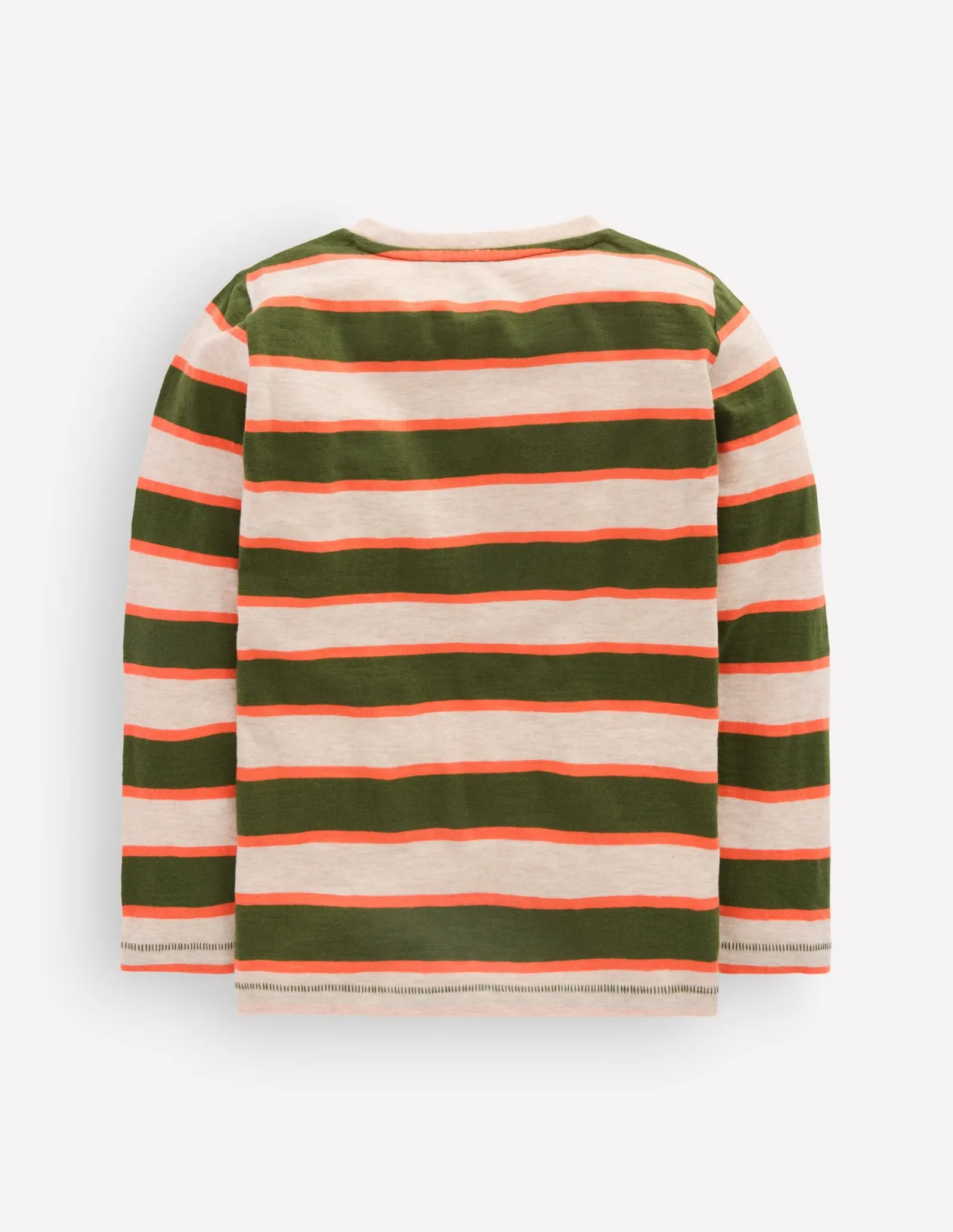 Everyday Long Sleeve T-Shirt-Oatmeal/Orange/Green