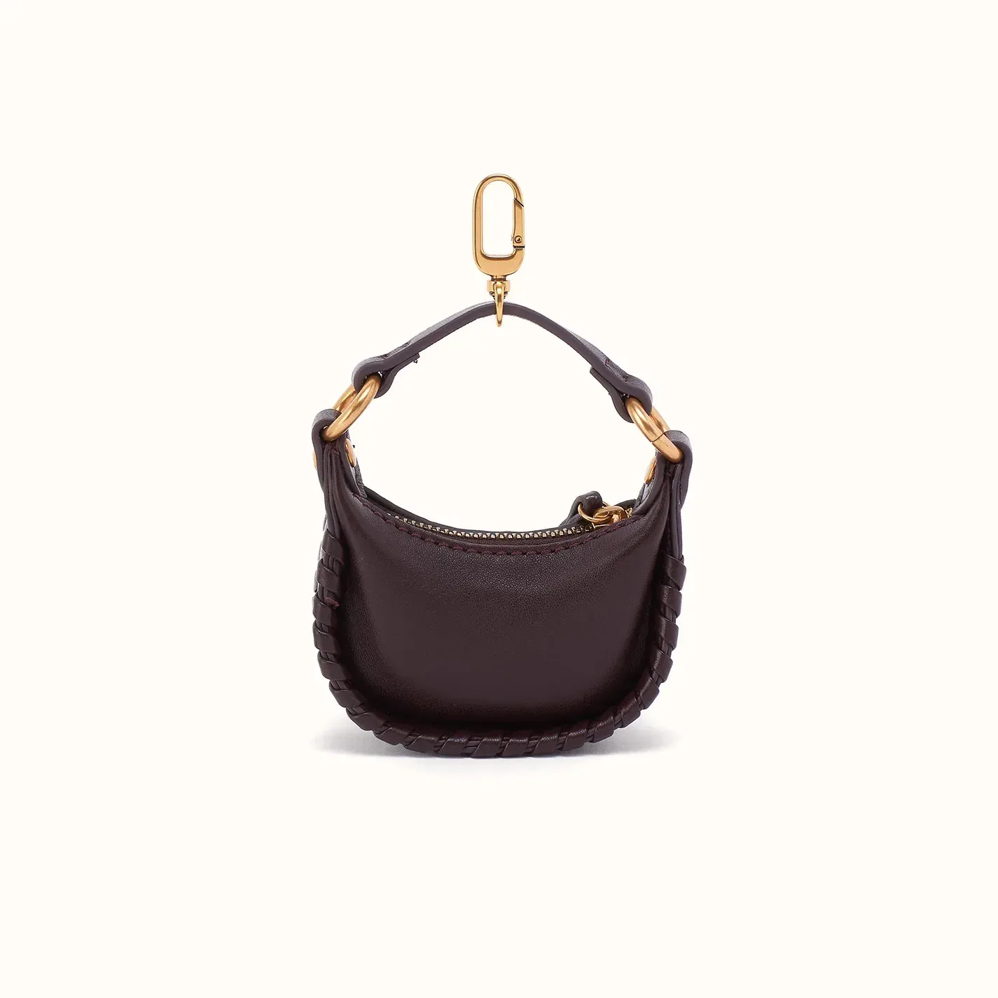 Mia Micro Charm In Suede Leather – Dark Cherry