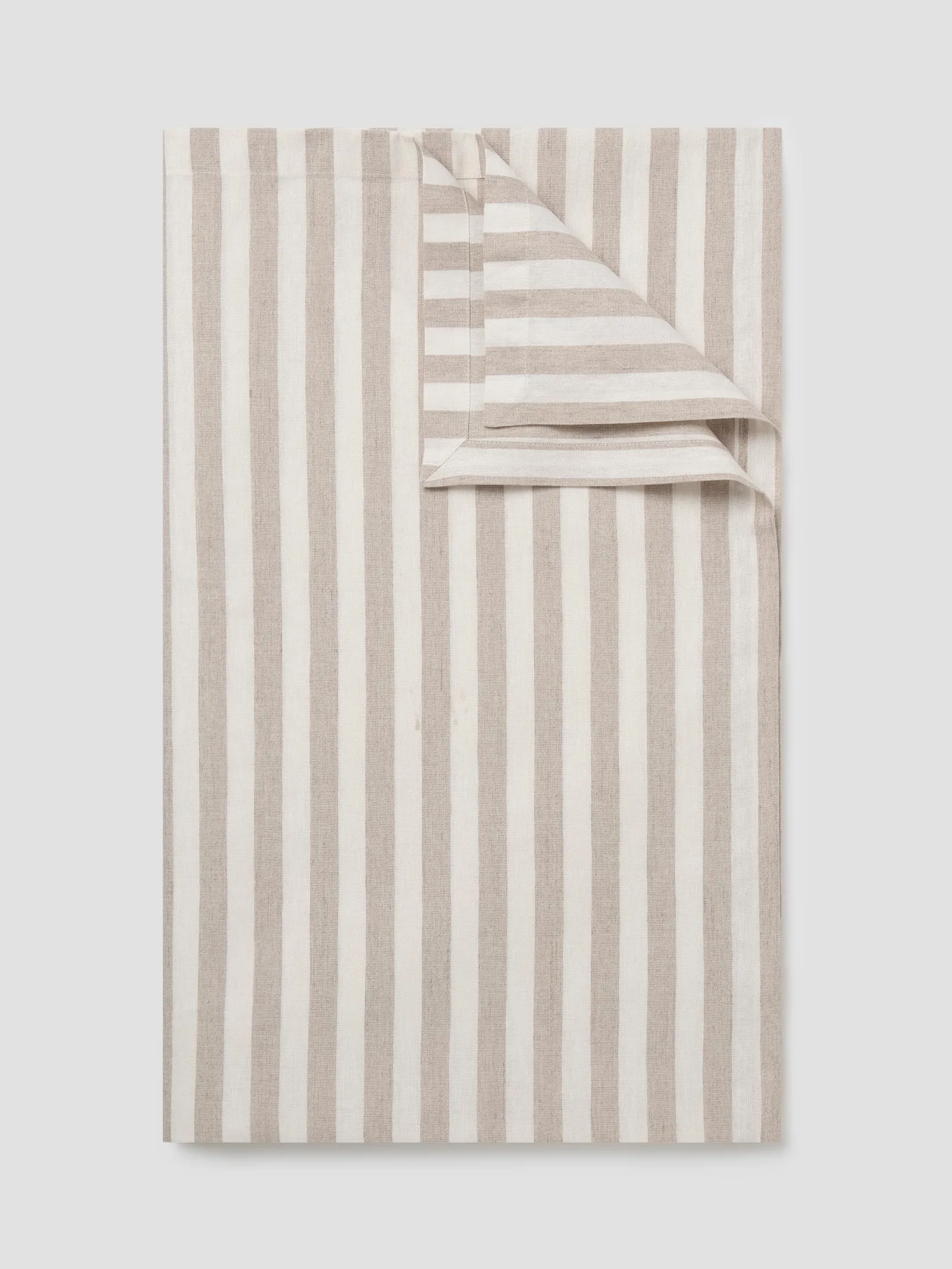 Oatmeal Pembroke Stripe Linen Blend Tablecloth
