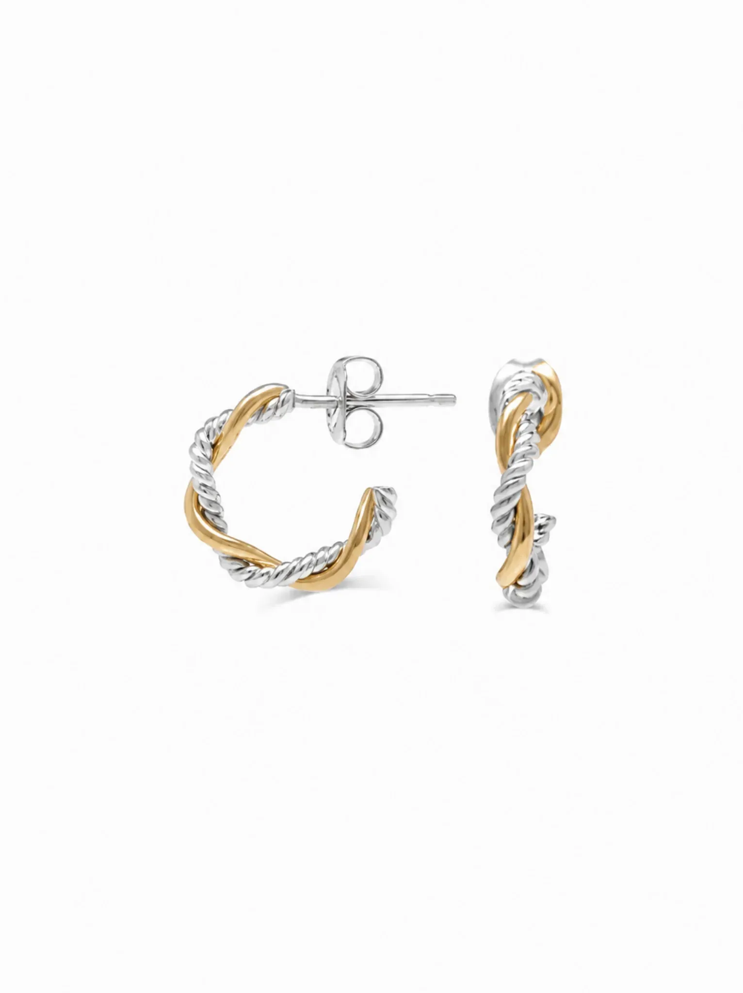 Faye Two-Tone Braided Mini Hoops