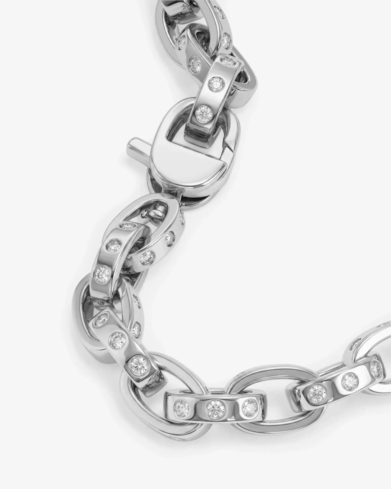 Ashley Chain Link Bracelet 6mm – Silver|White Diamondettes