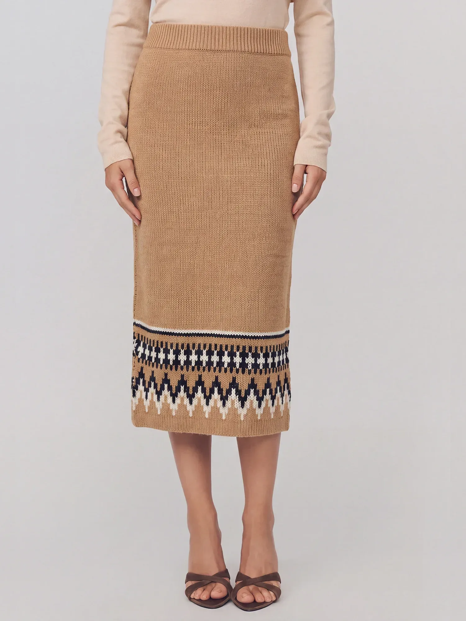Fair Isle Pull On Sweater Midi Skirt