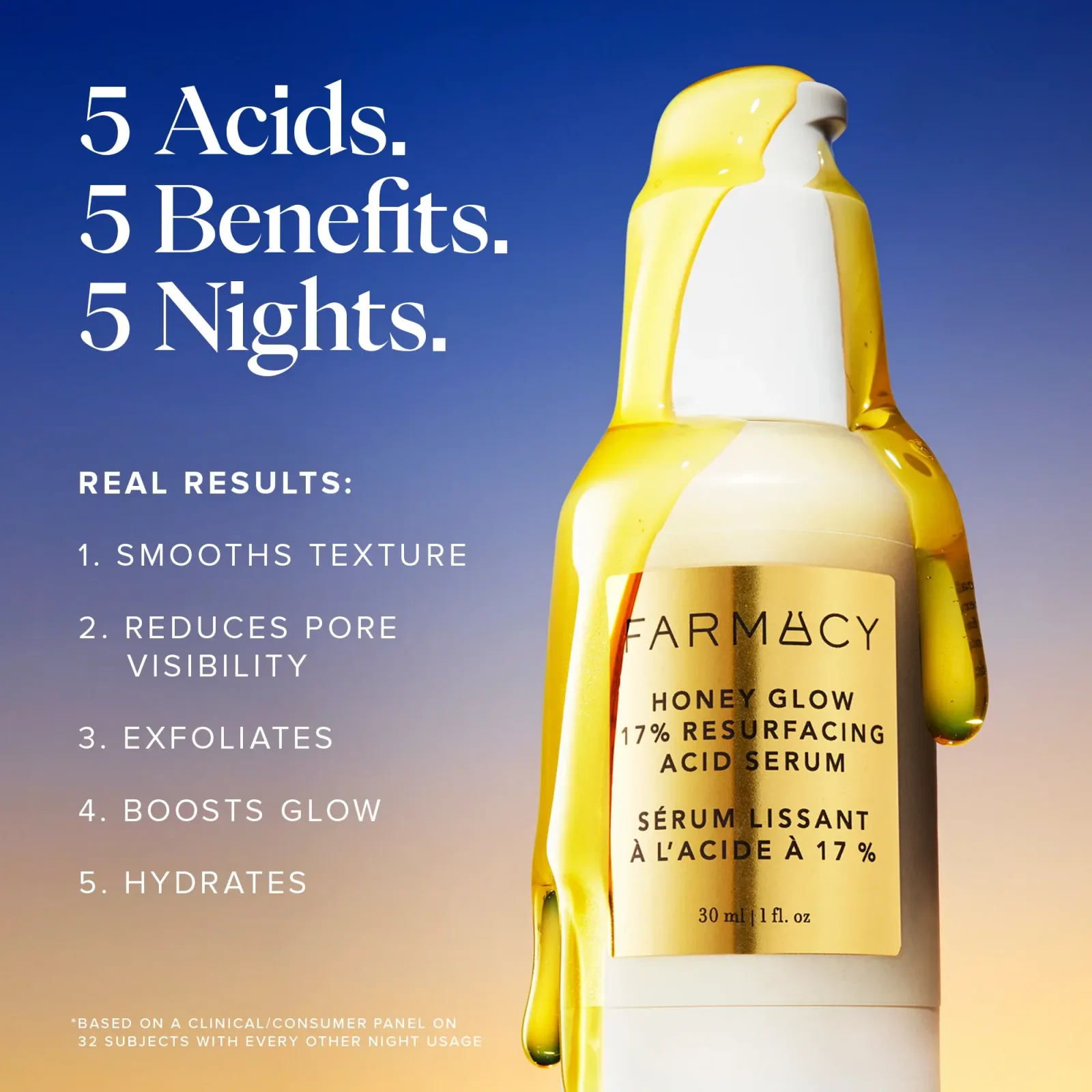 Honey Glow 17% AHA + BHA Resurfacing Acid Serum Trial Size