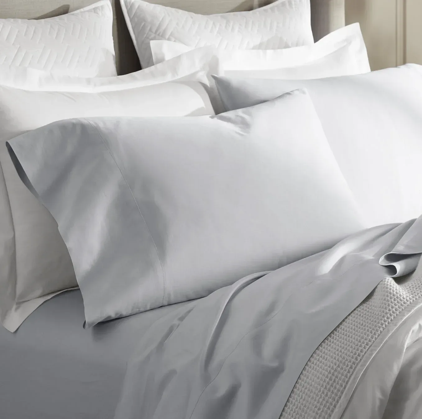 Percale Hemmed Pillowcase Set – Sky