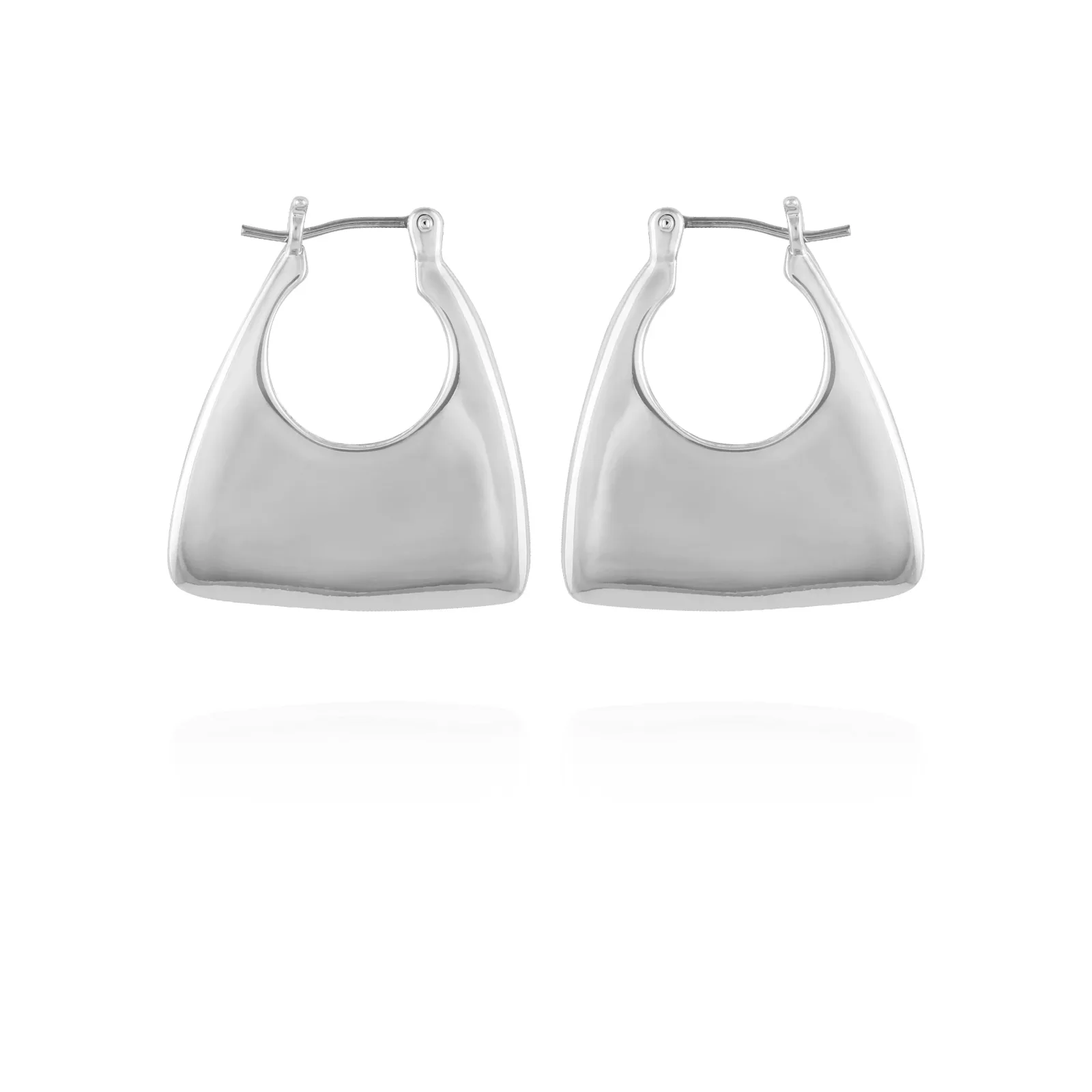Silvertone Purse Click Hoop Earrings