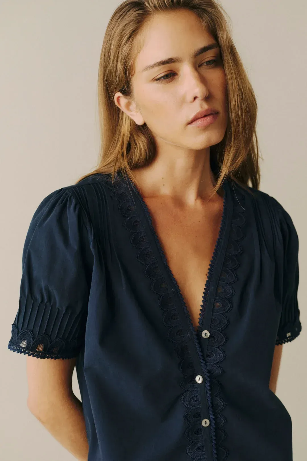The Lonestar – Peasant Top – Navy
