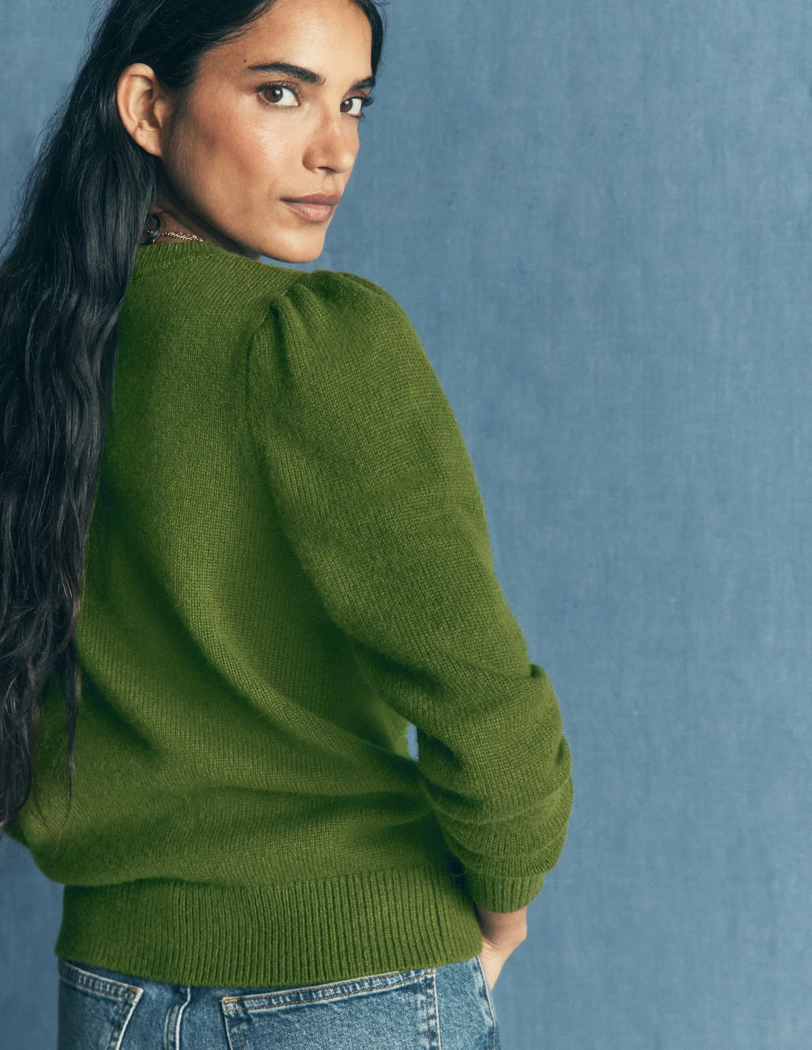 Embroidered Knitted Cardigan-Chive