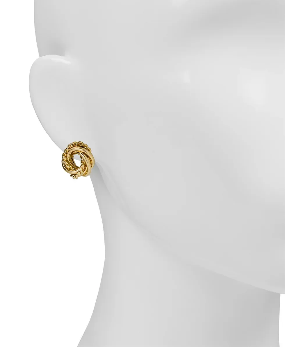 Twisted Knot Mini Button Earrings – Twisted Knot Collection – Worn Gold