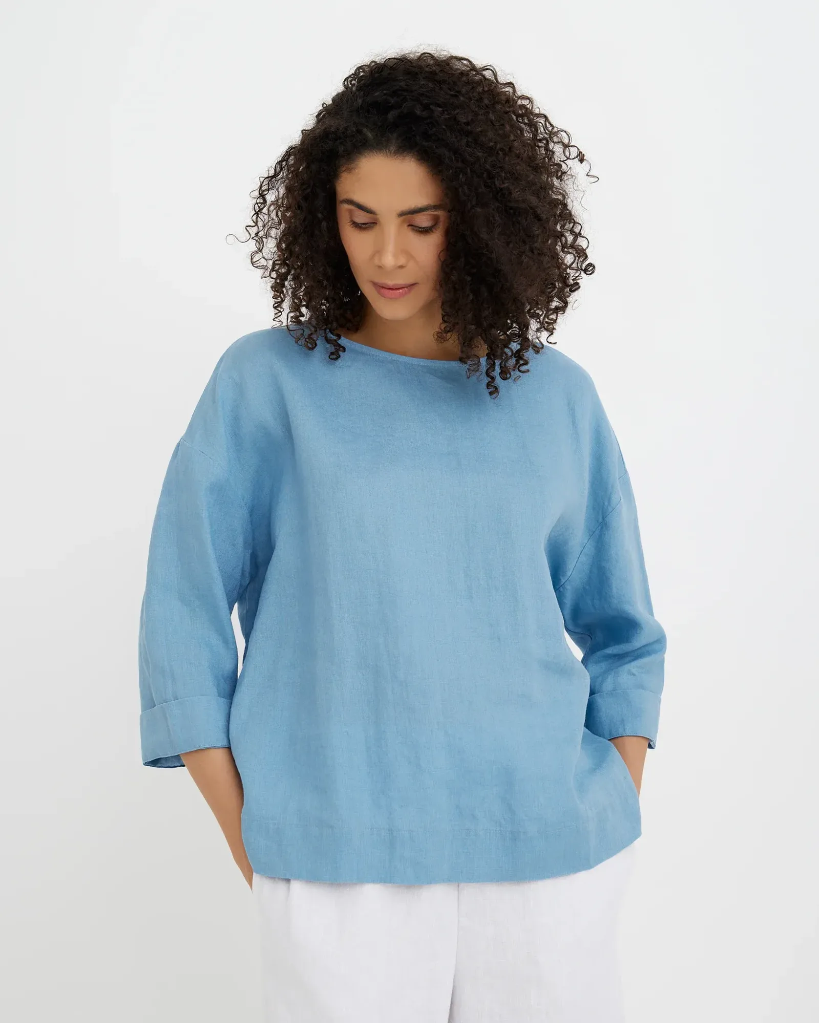 Linen Top AMSTERDAM in Soft blue