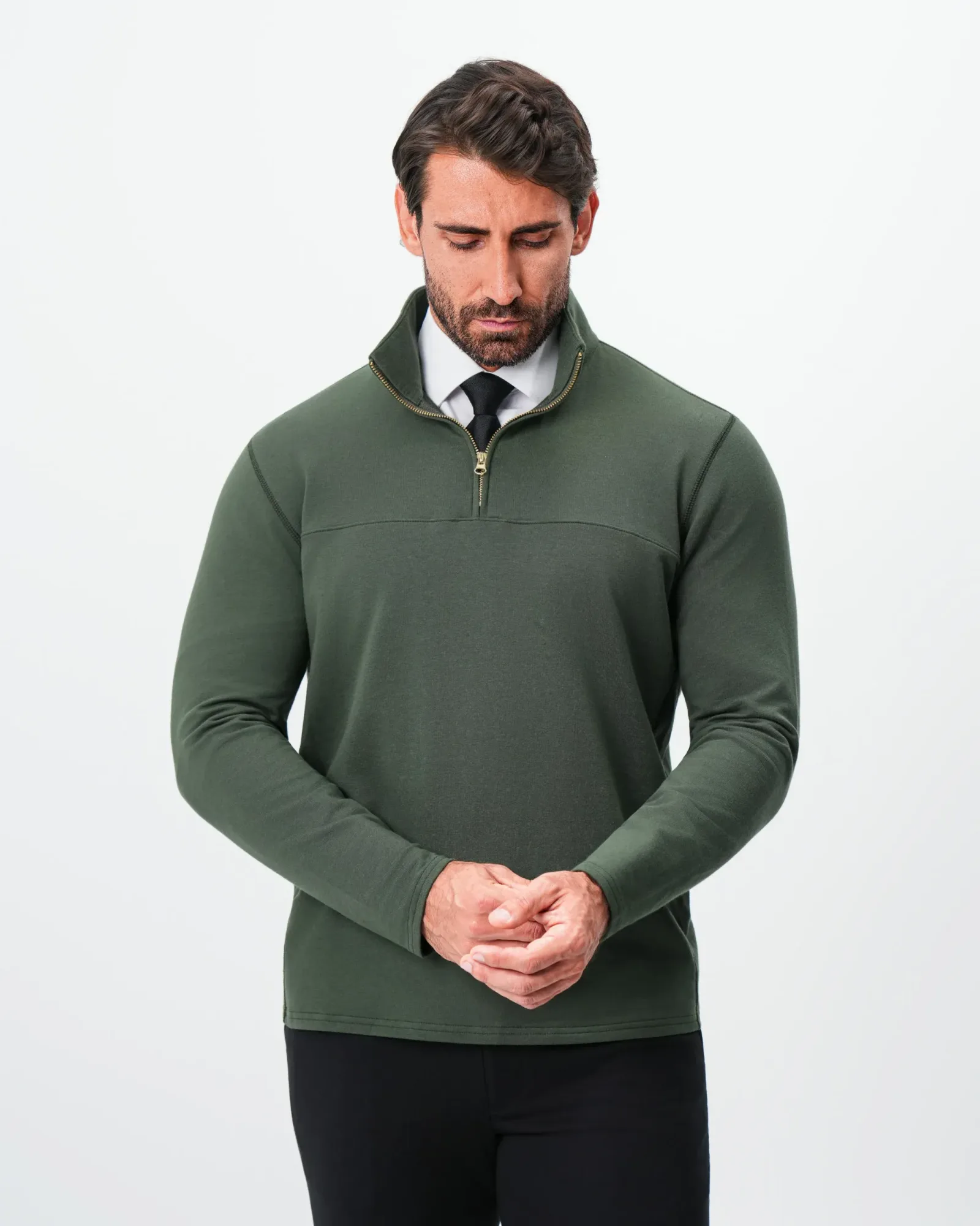 Quarter Zip – Solid Dark Green