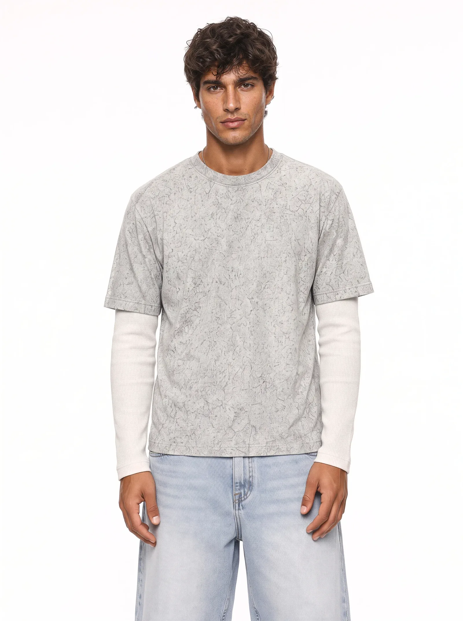 Mineral Wash Layered Thermal Tee